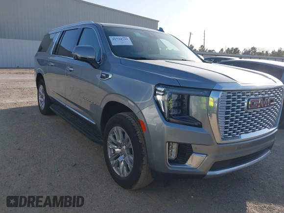 2023 GMC Yukon XL Denali with VIN 1GKS1JKL0PR327818, listed as a IAAI auction lot 41734739 with 54,939 mi miles. Bid and sale history available at carsss.com. Image 1.