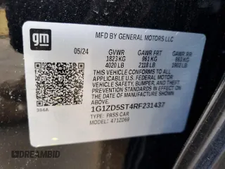 2024 Chevrolet Malibu LT with VIN 1G1ZD5ST4RF231437, listed as a Copart auction lot 51340705 with 29,199 mi miles and Salvage Title. Bid and sale history available at DreamBid. Image 12.
