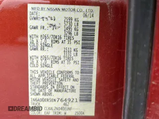 2014 Nissan Frontier SV with VIN 1N6AD0ER5EN764921, listed as a Copart auction lot 51390215 with 129,125 mi miles and Salvage title. Bid and sale history available at DreamBid. Image 12.