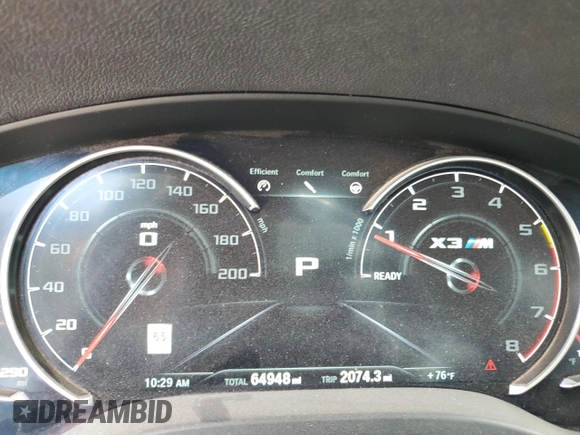 2020 BMW X3 M Competition with VIN 5YMTS0C07LLT11082, listed as a Copart auction lot 50587255 with 64,948 mi miles and Salvage Title. Bid and sale history available at carsss.com. Image 9.