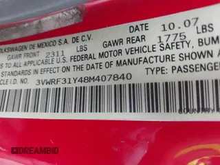 2008 Volkswagen Beetle SE с VIN 3VWRF31Y48M407840, выставлен на аукционе IAAI как лот 42381696 с пробегом 148 892 миль миль и . История ставок и продаж доступна на DreamBid. Изображение 9.