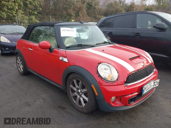 2012 MINI Convertible S with VIN WMWZP3C5XCT249627, listed as a IAAI auction lot 41430331 with 157,533 mi miles and . Bid and sale history available at DreamBid. Image 1.