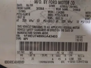 2009 Ford Explorer Eddie Bauer with VIN 1FMEU74899UA43403, listed as a IAAI auction lot 42297697 with 156,836 mi miles and . Bid and sale history available at DreamBid. Image 9.