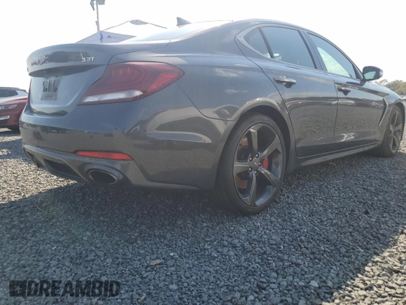 2019 Genesis G70 3.3T Advanced with VIN KMTG34LE4KU022133, listed as a Copart auction lot 76202054 with 0 mi miles and Salvage Title. Bid and sale history available at carsss.com. Image 3.
