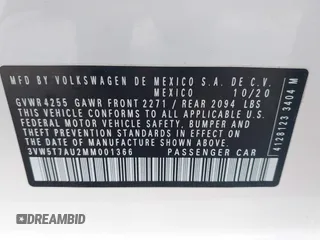 2021 Volkswagen GTI S z VIN 3VW5T7AU2MM001366, wystawiony jako IAAI lot #42189093 z przebiegiem 63 818 mil mil oraz . Historia ofert i sprzedaży dostępna na DreamBid. Obrazek 9.