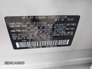 2023 Subaru Forester Premium with VIN JF2SKAEC3PH400322, listed as a IAAI auction lot 42317438 with 16,400 mi miles and . Bid and sale history available at DreamBid. Image 9.