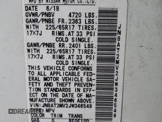 2018 Nissan Rogue SV z VIN JN8AT2MV2JW346549, wystawiony jako Copart lot #82572574 z przebiegiem 66 193 mil mil oraz Szkoda całkowita • Salvage title. Historia ofert i sprzedaży dostępna na DreamBid. Obrazek 15.