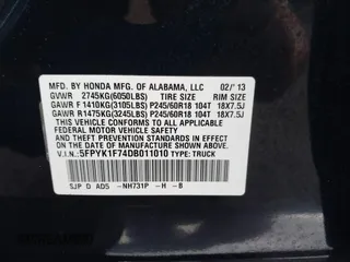 2013 Honda Ridgeline Sport z VIN 5FPYK1F74DB011010, wystawiony jako IAAI lot #42185036 z przebiegiem 80 438 mil mil oraz . Historia ofert i sprzedaży dostępna na DreamBid. Obrazek 9.