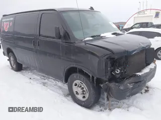2018 Chevrolet Express Cargo Van with VIN 1GCWGAFP1J1267630, listed as a IAAI auction lot 41495213 with 79,238 mi miles. Bid and sale history available at carsss.com. Image 1.