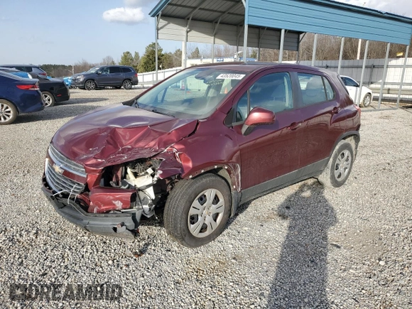 2016 Chevrolet Trax LS with VIN 3GNCJKSB3GL227918, listed as a Copart auction lot 43520045 with 113,344 mi miles and Salvage Title. Bid and sale history available at carsss.com. Image 1.