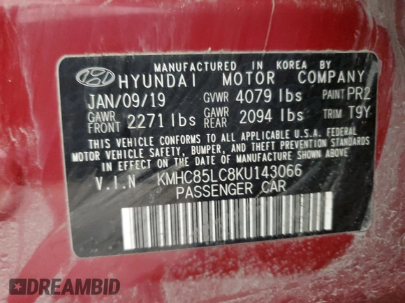 2019 Hyundai Ioniq Limited z VIN KMHC85LC8KU143066, wystawiony jako Copart lot #55116975 z przebiegiem 134 587 mil mil oraz Szkoda całkowita • Salvage title. Historia ofert i sprzedaży dostępna na DreamBid. Obrazek 14.