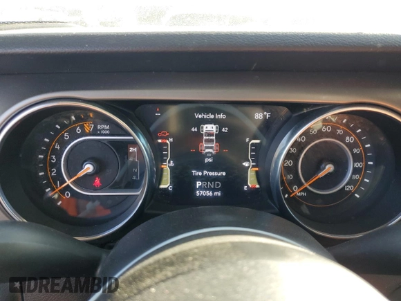 2020 Jeep Wrangler Unlimited Willys with VIN 1C4HJXDG5LW348507, listed as a Copart auction lot 77000574 with 57,056 mi miles and Salvage title. Bid and sale history available at DreamBid. Image 9.