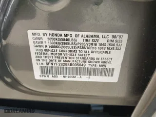 2008 Honda Pilot VP with VIN 5FNYF28298B005049, listed as a IAAI auction lot 41778449 with 139,505 mi miles. Bid and sale history available at carsss.com. Image 9.