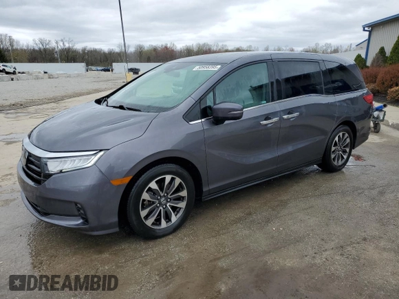 2021 Honda Odyssey EX-L with VIN 5FNRL6H76MB006265, listed as a Copart auction lot 50958395 with 60,662 mi miles and Salvage Title. Bid and sale history available at DreamBid. Image 1.