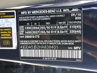 2017 Mercedes-Benz GLE 350 with VIN 4JGDA5JB2HA838401, listed as a Copart auction lot 56355825 with 103,651 mi miles and Salvage title. Bid and sale history available at DreamBid. Image 13.