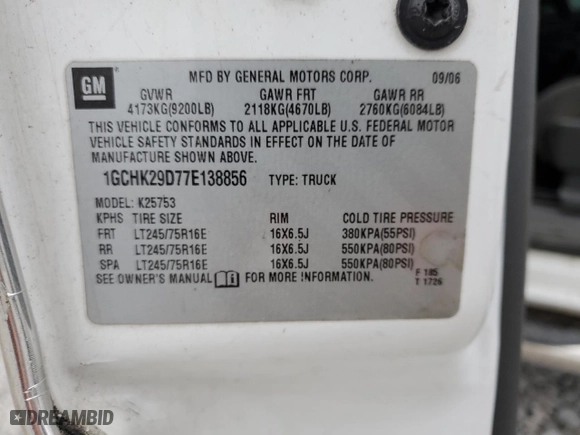 2007 Chevrolet Silverado 2500HD Classic LT1 with VIN 1GCHK29D77E138856, listed as a Copart auction lot 73083534 with 238,911 mi miles and Salvage Title. Bid and sale history available at carsss.com. Image 13.