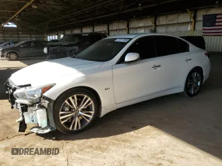 2018 Infiniti Q50 3.0t LUXE with VIN JN1EV7AR8JM434743, listed as a Copart auction lot 51017105 with 59,491 mi miles and Salvage Title. Bid and sale history available at carsss.com. Image 1.