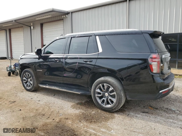 2021 Chevrolet Tahoe LS with VIN 1GNSKMKD2MR250634, listed as a Copart auction lot 43275535 with 106,619 mi miles and Salvage Title. Bid and sale history available at carsss.com. Image 2.