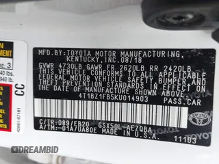 2019 Toyota Avalon XLE with VIN 4T1BZ1FB5KU014903, listed as a IAAI auction lot 41388692 with 100,599 mi miles. Bid and sale history available at carsss.com. Image 9.