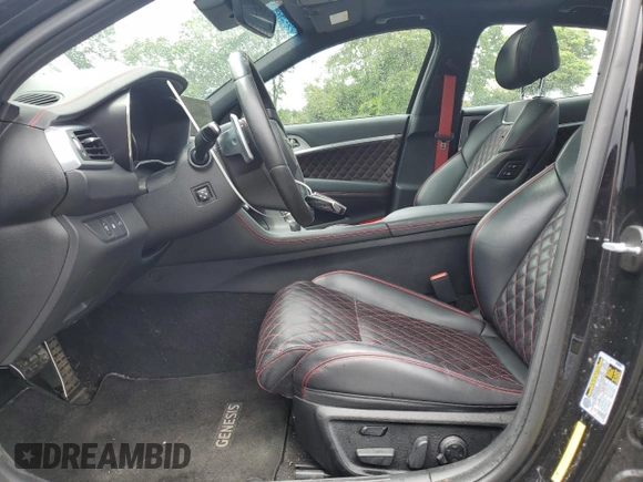 2022 Genesis G70 3.3T with VIN KMTG54TE9NU098610, listed as a Copart auction lot 59743295 with 42,025 mi miles and Salvage title. Bid and sale history available at DreamBid. Image 7.