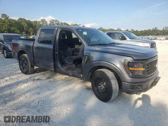 2024 Ford F-150 STX with VIN 1FTEW2K54RKE81302, listed as a Copart auction lot 72587334 with 2,555 mi miles and Salvage Title. Bid and sale history available at carsss.com. Image 4.