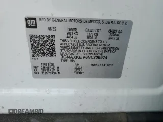 2022 Chevrolet Equinox LT with VIN 3GNAXKEV6NL309974, listed as a Copart auction lot 48933985 with 35,563 mi miles and Salvage Title. Bid and sale history available at DreamBid. Image 13.