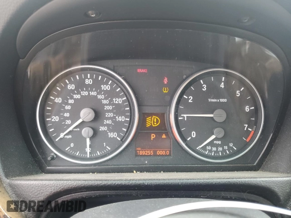2007 BMW 3 Series 328i with VIN WBAVA37577NL15653, listed as a Copart auction lot 58705125 with 189,255 mi miles and Salvage title. Bid and sale history available at DreamBid. Image 9.
