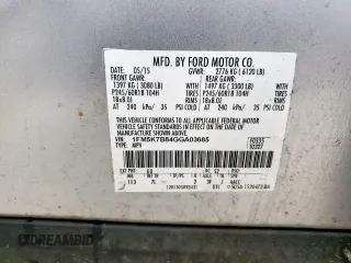 2016 Ford Explorer with VIN 1FM5K7B84GGA03685, listed as a Copart auction lot 57945525 with 153,951 mi miles and Salvage title. Bid and sale history available at DreamBid. Image 14.