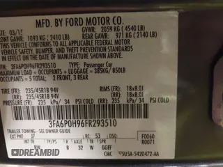 2015 Ford Fusion SE with VIN 3FA6P0H96FR293510, listed as a IAAI auction lot 41897900 with 76,744 mi miles and . Bid and sale history available at carsss.com. Image 9.