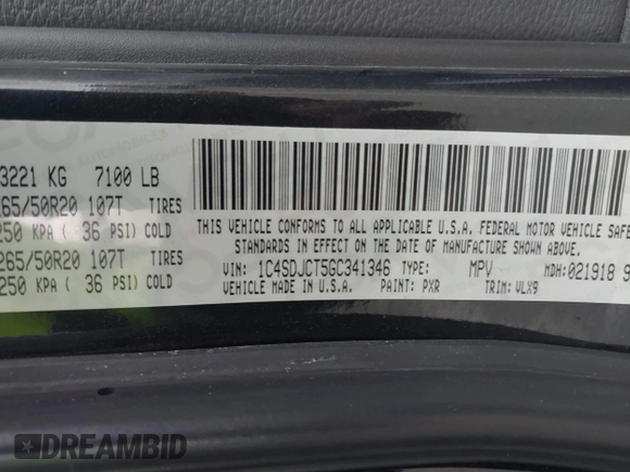 2016 Dodge Durango R/T z VIN 1C4SDJCT5GC341346, wystawiony jako IAAI lot #42041444 z przebiegiem 82 214 mil mil oraz . Historia ofert i sprzedaży dostępna na DreamBid. Obrazek 9.