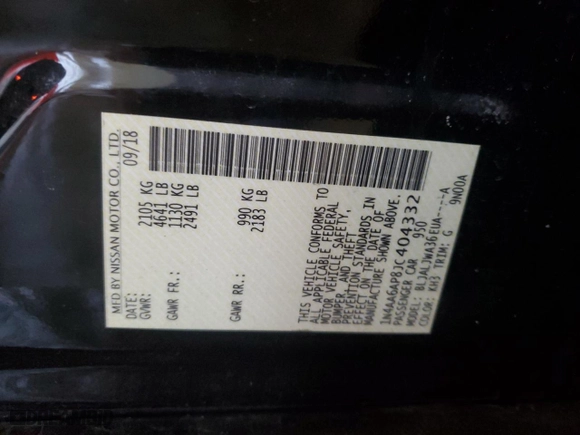 2018 Nissan Maxima S with VIN 1N4AA6AP8JC404332, listed as a Copart auction lot 52227495 with 99,967 mi miles and Salvage Title. Bid and sale history available at carsss.com. Image 13.