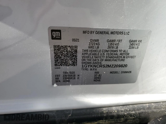 2021 Cadillac XT5 FWD Premium Luxury z VIN 1GYKNCRS2MZ209820, wystawiony jako Copart lot #51332565 z przebiegiem 52 916 mil mil oraz Szkoda całkowita • Salvage title. Historia ofert i sprzedaży dostępna na DreamBid. Obrazek 12.