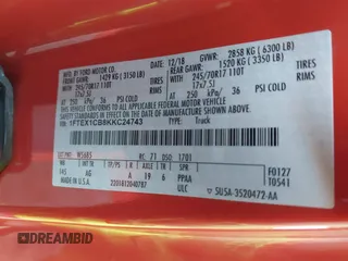 2019 Ford F-150 XL with VIN 1FTEX1CB8KKC24743, listed as a IAAI auction lot 42505792 with 74,448 mi miles and . Bid and sale history available at DreamBid. Image 9.