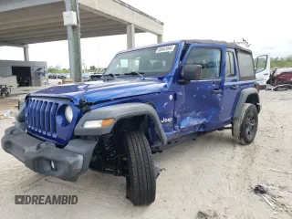 2018 Jeep Wrangler Unlimited Sport S with VIN 1C4HJXDNXJW289319, listed as a Copart auction lot 80461844 with 76,963 mi miles and Salvage title. Bid and sale history available at DreamBid. Image 1.