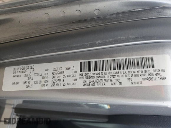 2015 Jeep Wrangler Sahara with VIN 1C4AJWBG8FL651169, listed as a Copart auction lot 44468995 with 119,419 mi miles and Salvage title. Bid and sale history available at DreamBid. Image 15.