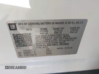 2019 GMC Terrain SLE with VIN 3GKALMEV6KL362402, listed as a IAAI auction lot 41966870 with 76,899 mi miles and . Bid and sale history available at DreamBid. Image 9.
