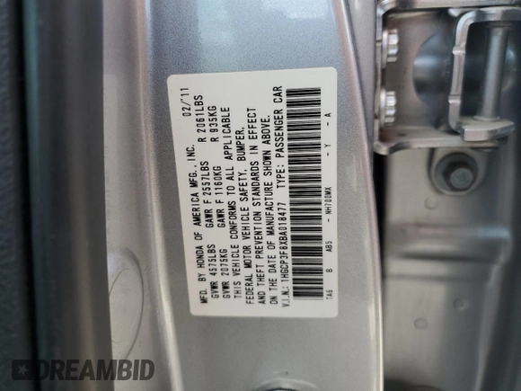 2011 Honda Accord EX-L z VIN 1HGCP3F8XBA018477, wystawiony jako Copart lot #58626995 z przebiegiem 74 108 mil mil oraz Szkoda całkowita • Salvage title. Historia ofert i sprzedaży dostępna na DreamBid. Obrazek 12.