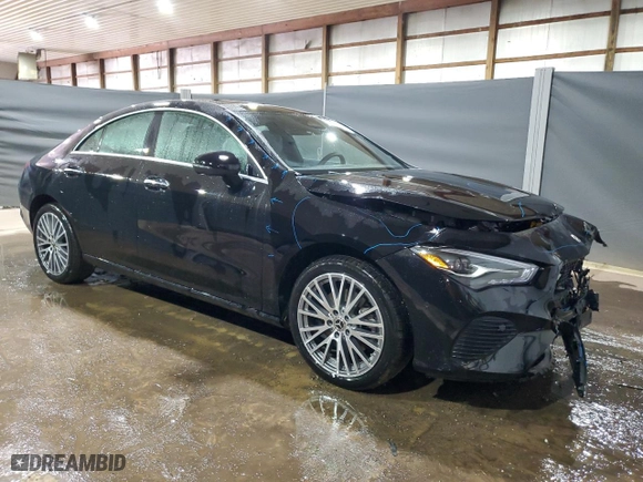 2025 Mercedes-Benz CLA with VIN W1K5J4HB3SN518096, listed as a Copart auction lot 48370735 with 9,076 mi miles and Clean Title. Bid and sale history available at carsss.com. Image 4.