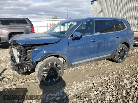 2023 Kia Telluride SX Prestige X-Line with VIN 5XYP5DGC9PG341456, listed as a Copart auction lot 43687805 with 16,921 mi miles and Salvage title. Bid and sale history available at DreamBid. Image 1.