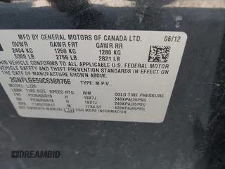 2012 Chevrolet Equinox LTZ with VIN 2GNFLGE59C6388766, listed as a IAAI auction lot 41781068 with 167,190 mi miles. Bid and sale history available at carsss.com. Image 9.