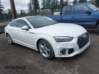 2021 Audi A5 Sportback S line Premium with VIN WAUDACF59MA053649, listed as a IAAI auction lot 41708092 with 56,936 mi miles. Bid and sale history available at carsss.com. Image 1.
