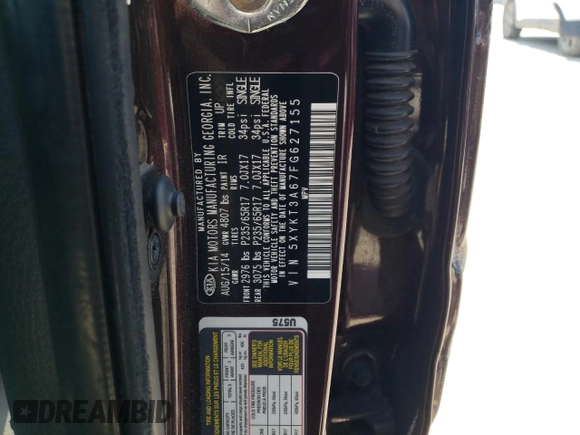 2015 Kia Sorento LX with VIN 5XYKT3A67FG627155, listed as a Copart auction lot 51434715 with 157,218 mi miles and Salvage Title. Bid and sale history available at carsss.com. Image 13.