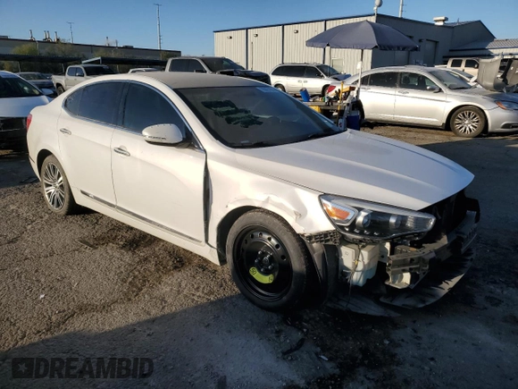 2014 Kia Cadenza Premium with VIN KNALN4D72E5130642, listed as a Copart auction lot 76027964 with 80,657 mi miles and Salvage Title. Bid and sale history available at carsss.com. Image 4.
