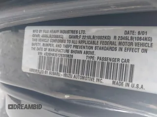 2002 Subaru Legacy L with VIN 4S3BH635126300626, listed as a IAAI auction lot 41815509 with 259,031 mi miles and . Bid and sale history available at DreamBid. Image 9.