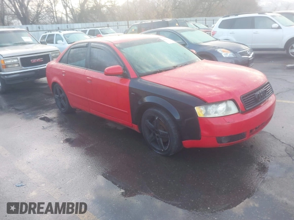 2004 Audi A4 1.8T with VIN WAULC68EX4A224462, listed as a IAAI auction lot 41705471 with 167,748 mi miles. Bid and sale history available at carsss.com. Image 1.