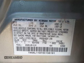 2002 Nissan Altima S with VIN 1N4AL11D72C156191, listed as a IAAI auction lot 41611480 with 135,716 mi miles. Bid and sale history available at carsss.com. Image 9.