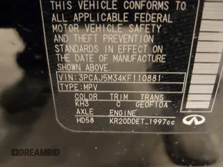 2019 Infiniti QX50 Essential с VIN 3PCAJ5M34KF110881, выставлен на аукционе IAAI как лот 41512389 с пробегом 54 075 миль миль и . История ставок и продаж доступна на DreamBid. Изображение 9.