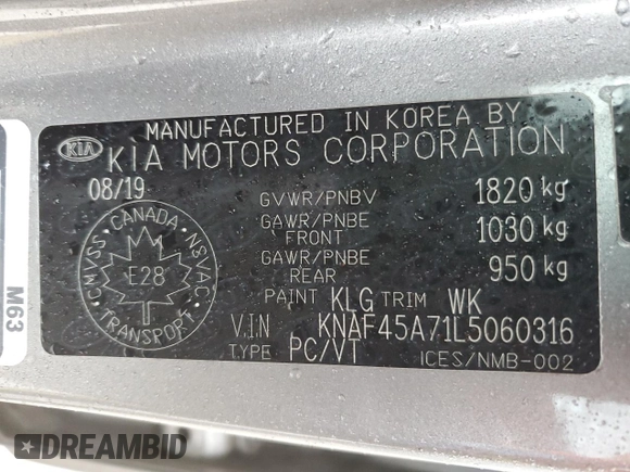 2020 Kia Forte GT with VIN KNAF45A71L5060316, listed as a Copart auction lot 83472884 with 170,871 mi miles and Salvage Title. Bid and sale history available at carsss.com. Image 12.