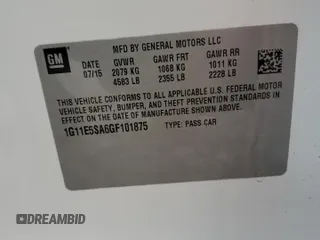 2016 Chevrolet Malibu Limited LTZ with VIN 1G11E5SA6GF101875, listed as a Copart auction lot 79526144 with 103,071 mi miles and Salvage Title. Bid and sale history available at carsss.com. Image 12.