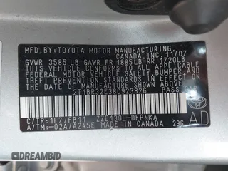 2008 Toyota Corolla CE with VIN 2T1BR32E38C923826, listed as a IAAI auction lot 42151359 with 114,376 mi miles and . Bid and sale history available at DreamBid. Image 9.